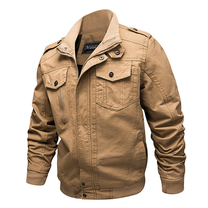 Herren nan robustes Canvas-Fieldjacke im Bomberstil mit Schulterpatten, verdeckter Druckknopf‑Zipfront und ergonomischen Nähten Echo Archiv