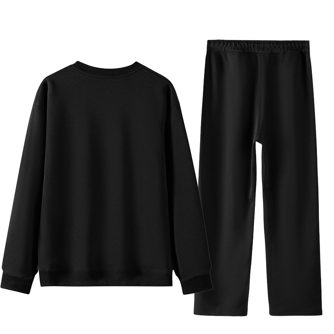 Unisex Weites Lounge-Set aus weichem Baumwollmix mit Rundhals-Sweatshirt und Kordel-Jogginghose Echoarchiv
