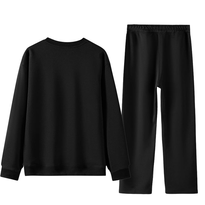 Unisex Weites Lounge-Set aus weichem Baumwollmix mit Rundhals-Sweatshirt und Kordel-Jogginghose Echoarchiv