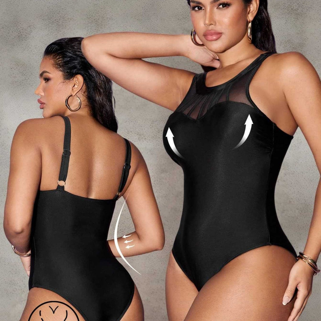Damen Einteiliger Badeanzug mit modischem Mesh-Detail Echo Archiv
