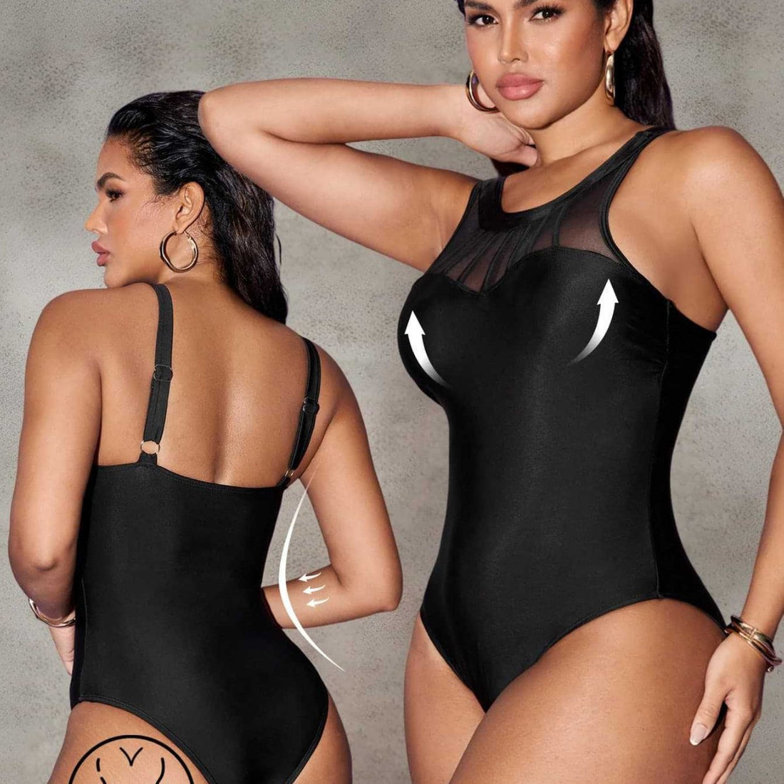 Damen Einteiliger Badeanzug mit modischem Mesh-Detail – Maréssa