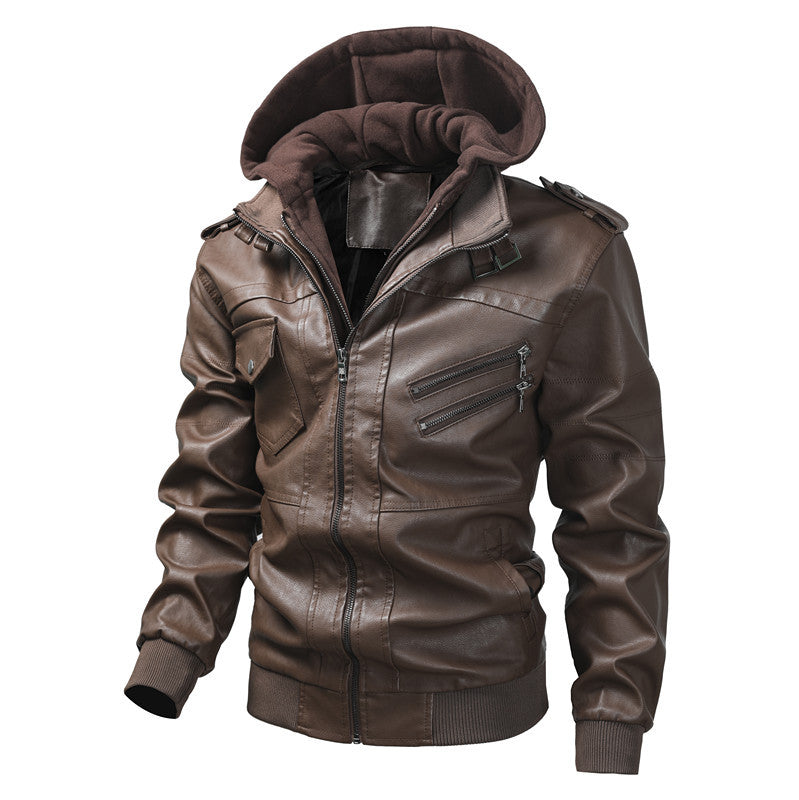 Herren Kunstlederjacke mit Kapuze Echo Archiv