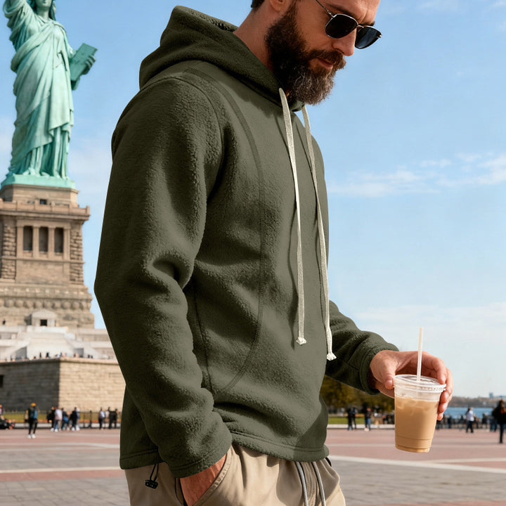 Herren Fleece-Hoodie mit Teddystruktur, Kapuze und entspannter Passform – Cavarno
