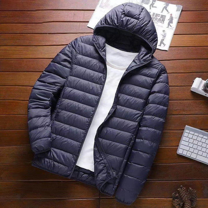 Herren nan ultraleichte Kapuzen-Steppjacke mit Packfunktion und winddichtem Shell Echo Archiv