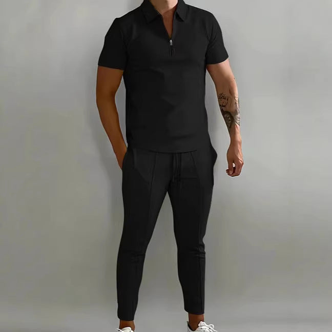 Herren Sportlicher Kurzarm Poloshirt und Hose Set – Cavello