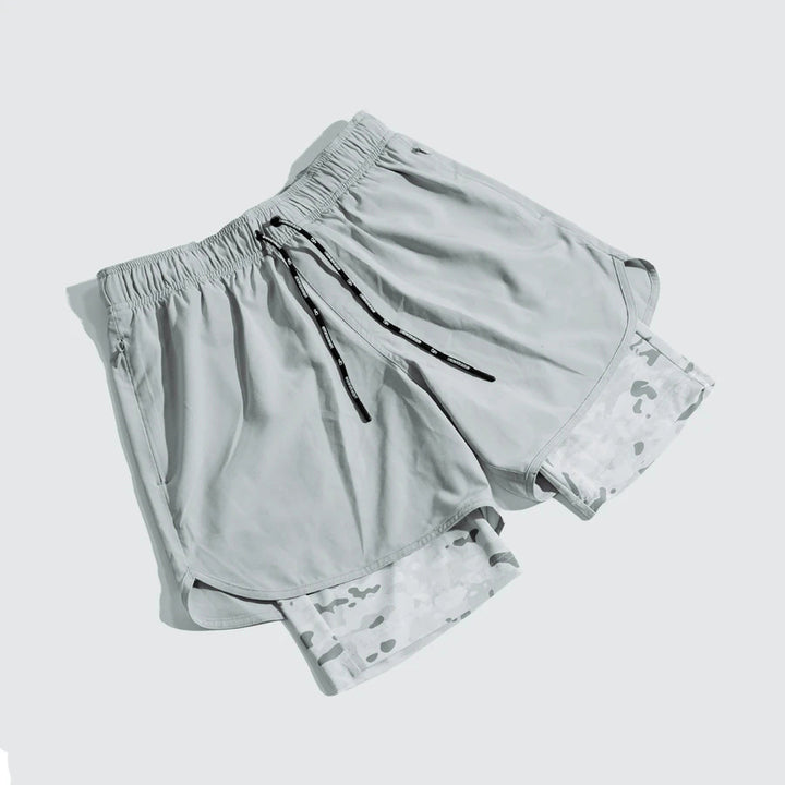 Herren Atmungsaktive Trainingsshorts mit integrierter Kompressionsunterhose und elastischem Bund Echoarchiv