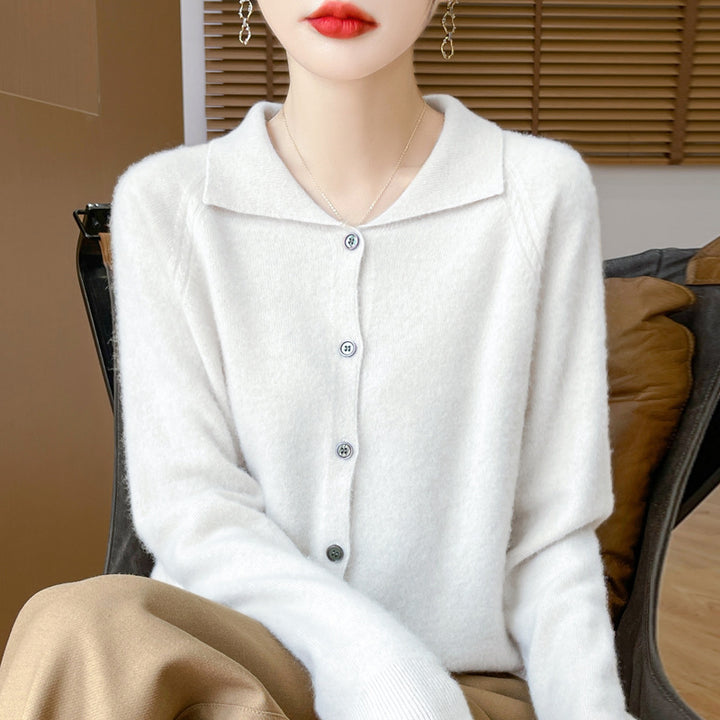 Damen Kuscheliger Reverskragen-Cardigan im Kaschmir-Look mit Mohair-Effekt Echoarchiv