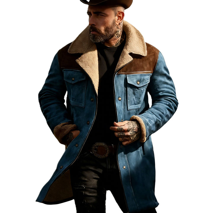 Herren Pilotenjacke aus Velourslederoptik mit Teddyfellinnenfutter und Reverskragen Echoarchiv