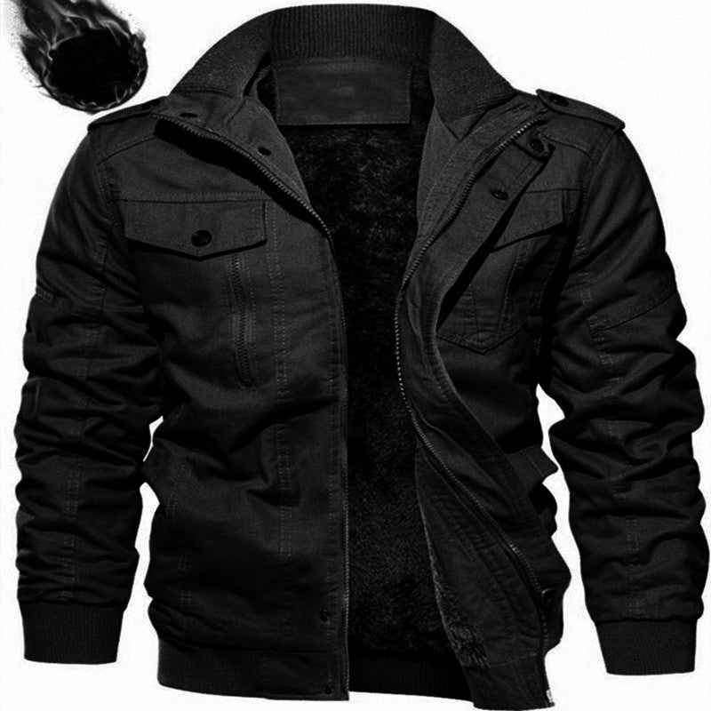 Herren Gefütterte Canvas-Fieldjacke mit Teddyfutter und Schulterklappen Echoarchiv