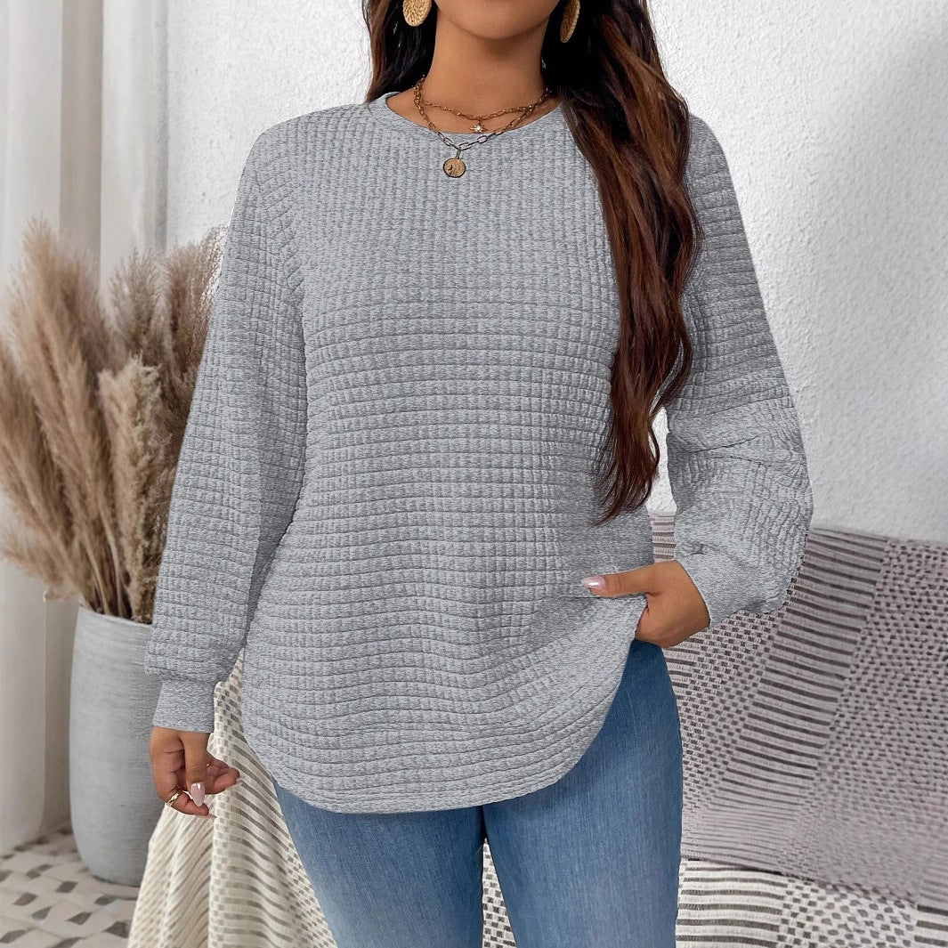 Damen nan Waffelstrick Longsleeve mit Rundhalsausschnitt, leicht A-Linien-Schnitt und gerippten Bündchen Echo Archiv