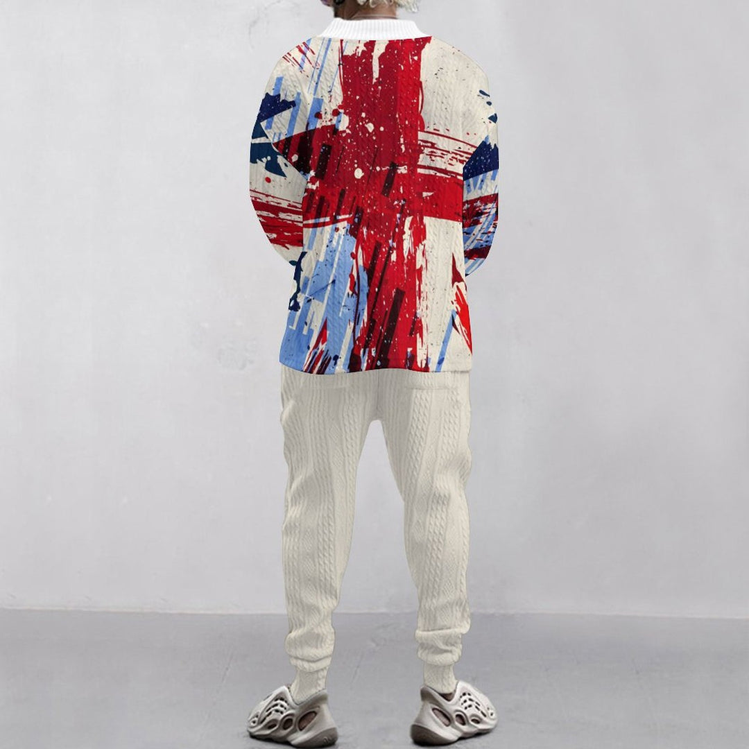 Herren lässiger Pullover mit britischem Motiv und lässigen Jogginghosen Echoarchiv