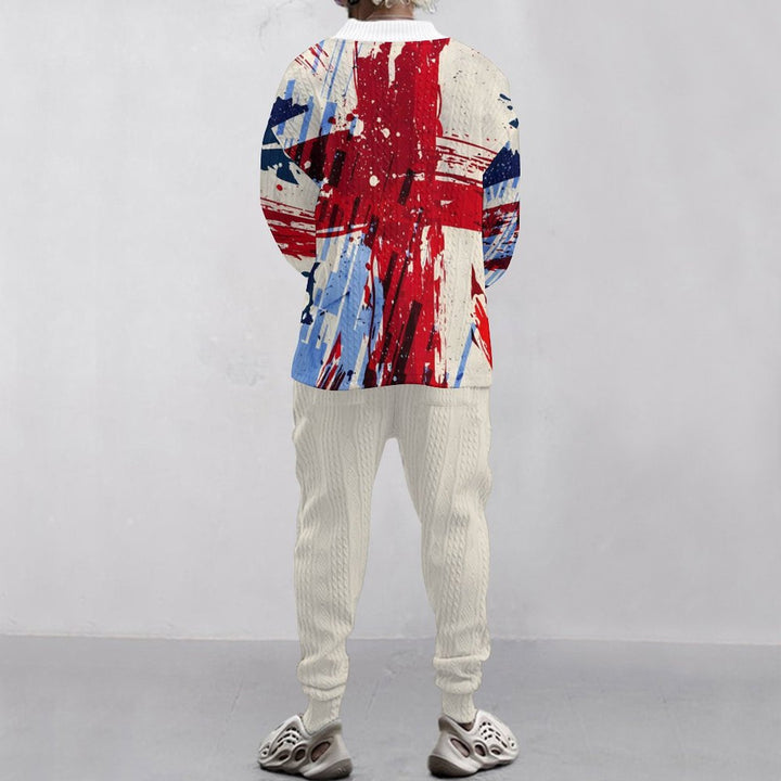 Herren lässiger Pullover mit britischem Motiv und lässigen Jogginghosen Echoarchiv