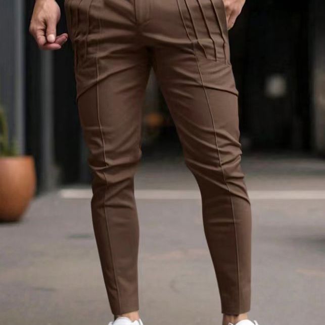Herren nan schmale Bundfalten-Chino mit dekorativen Längsfalten und tapered Bein Echo Archiv