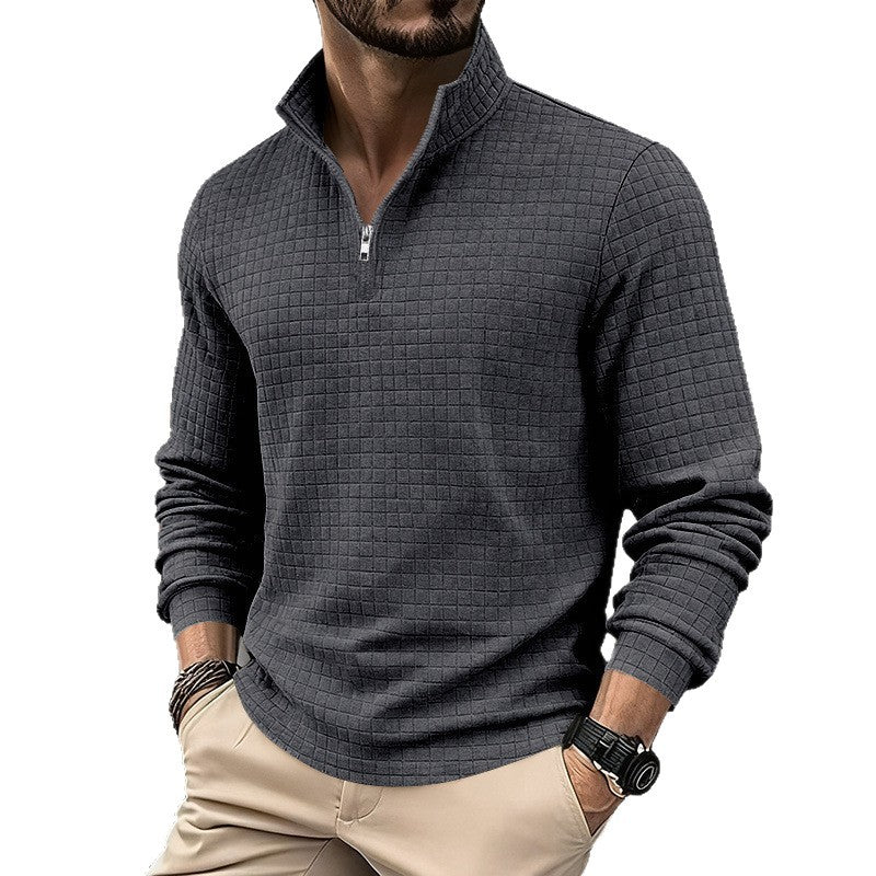 Herren sportlicher Pullover mit Halbreißverschluss und strukturierter Oberfläche Echoarchiv