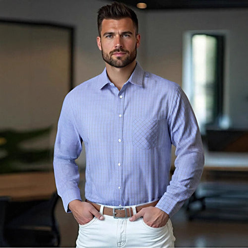 Herren elegantes langärmliges kariertes Hemd Echoarchiv