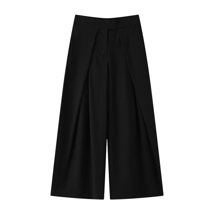 Damen 400+ weite Culotte‑Hose mit hoher Taille, verdeckter Knopfblende und vorderen Überlappungs‑Schlitzen Echo Archiv