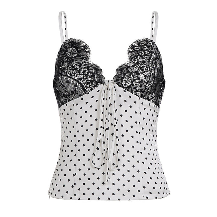 Damen Sexy Spitzen-Trägertop mit gepunktetem Design Echo Archiv