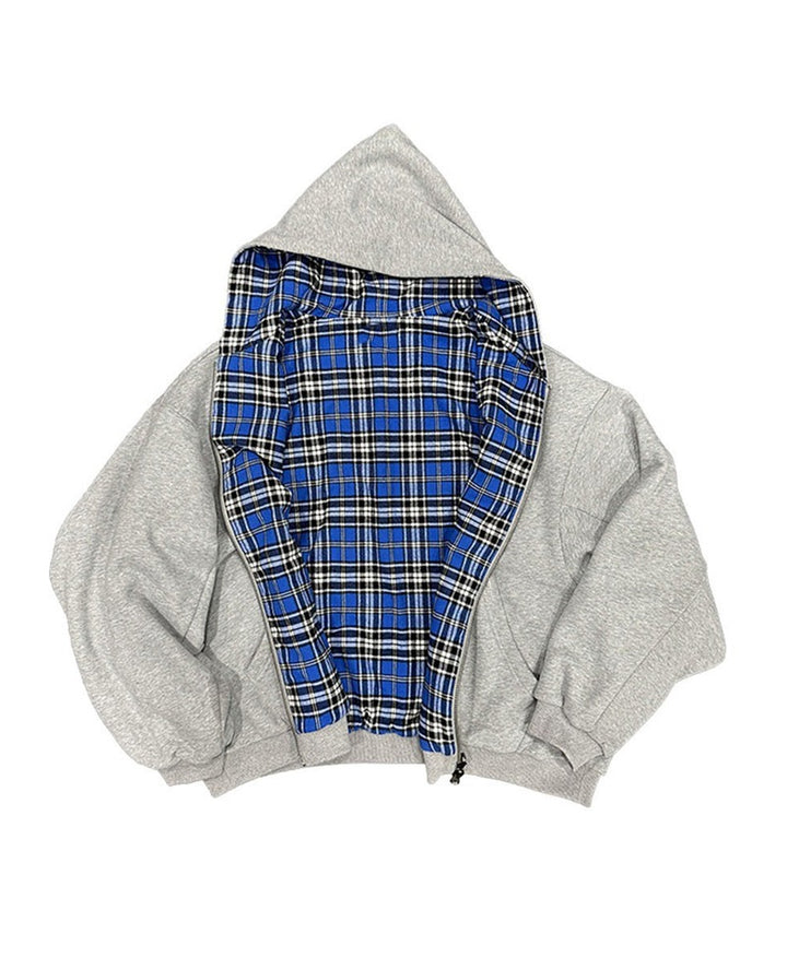 Unisex nan gefütterte Kapuzenjacke mit kariertem Flanellfutter und Reißverschluss Echo Archiv