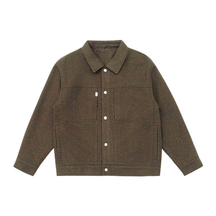 Herren Boxy-Wollmix-Blousonjacke mit Druckknopffront und aufgesetzten Pattentaschen Echoarchiv