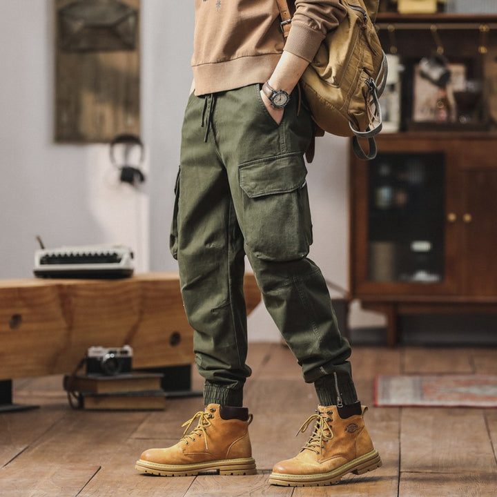Herren Cargo-Jogginghose mit Kneebel-Taschen, Tunnelzugbund und gerafften Bündchen Echo Archiv