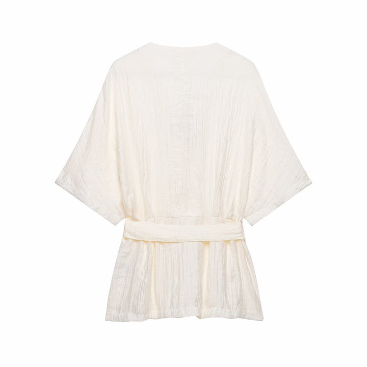 Damen Zweiteiler Kimono-Top mit Taillengürtel und weiter Bundfaltenhose Echo Archiv