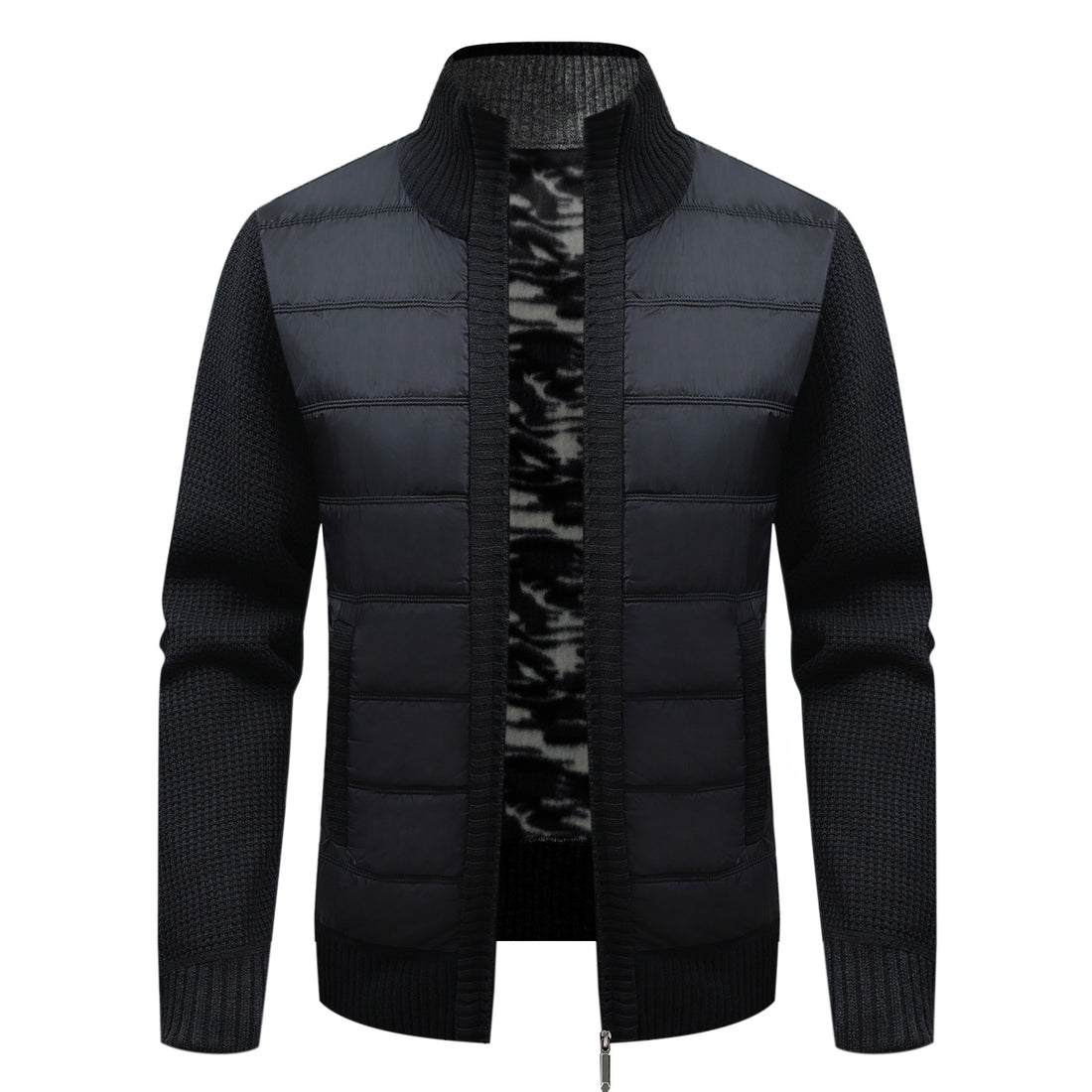 Herren Steppjacke mit hohem Kragen und eleganter Strickästhetik – Taviero