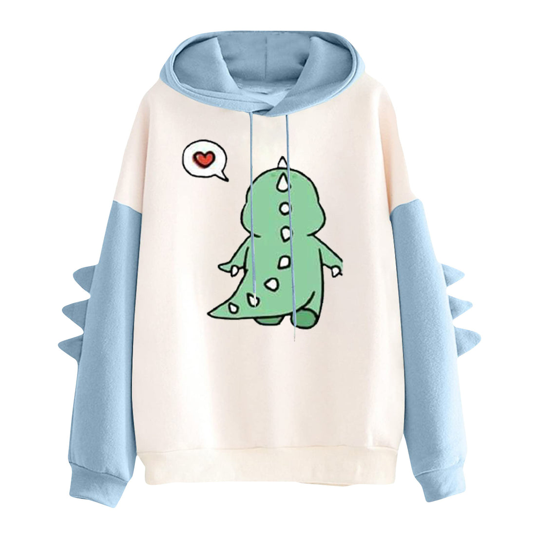 Damen Kapuzenpullover mit niedlichem Dinosaurier-Print und dreidimensionalen Ärmeldetails – Auréline