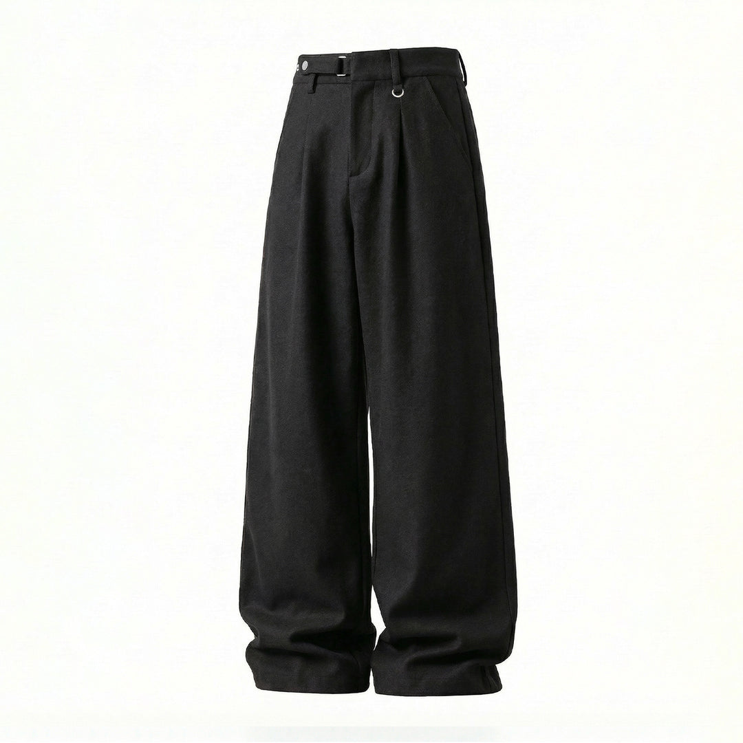 Damen Weite High-Waist-Hose mit Bundfalten, D-Ring und weitem Bein Echo Archiv