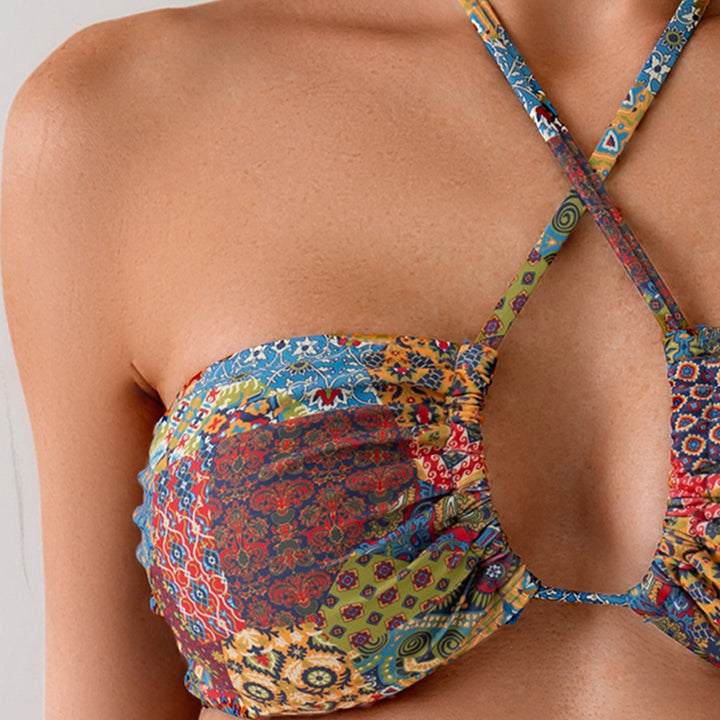 Damen Bandeau-Bikini mit verspieltem kräftigem Muster Echo Archiv