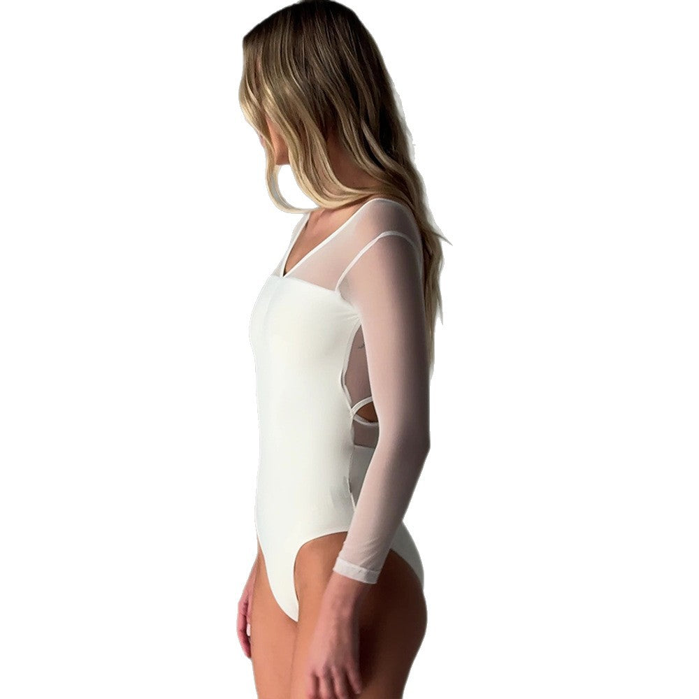 Damen Eleganter Body mit transparenten Ärmeln Echo Archiv