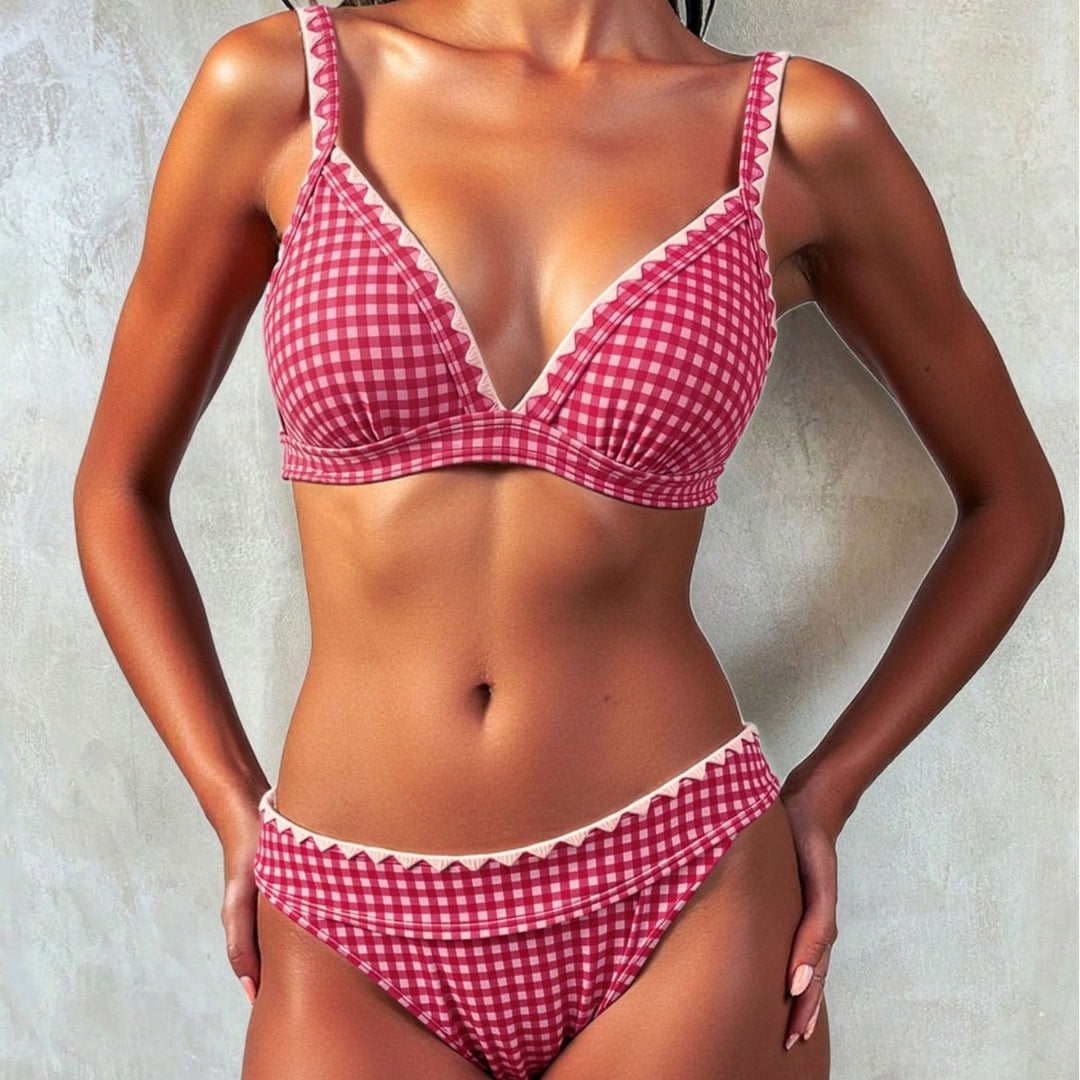 Damen Triangel-Bikini mit verspieltem Karo-Design Echo Archiv