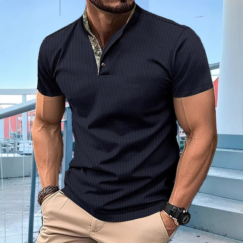 Herren Poloshirt mit modischem Kragen und strukturierter Oberfläche Echoarchiv