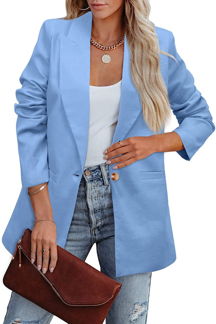 Echoarchiv | Doppelreihiger Blazer mit Gerafften Ärmeln und Taschen
