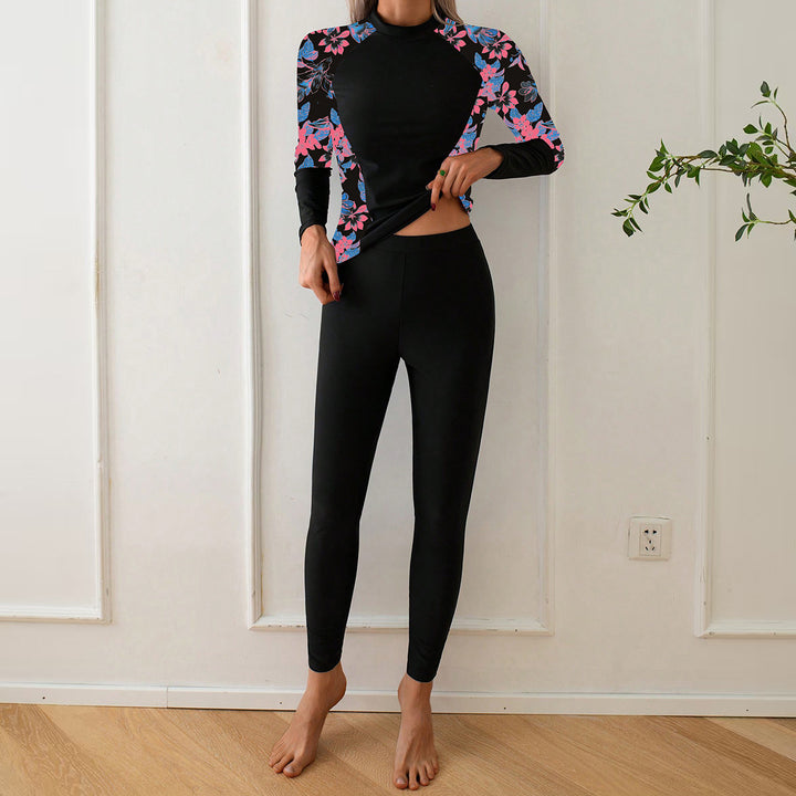 Damen Langarm Rashguard mit floralem Design Echo Archiv