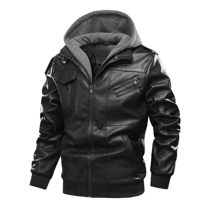 Herren Lederjacke mit herausnehmbarer Kapuze Echoarchiv
