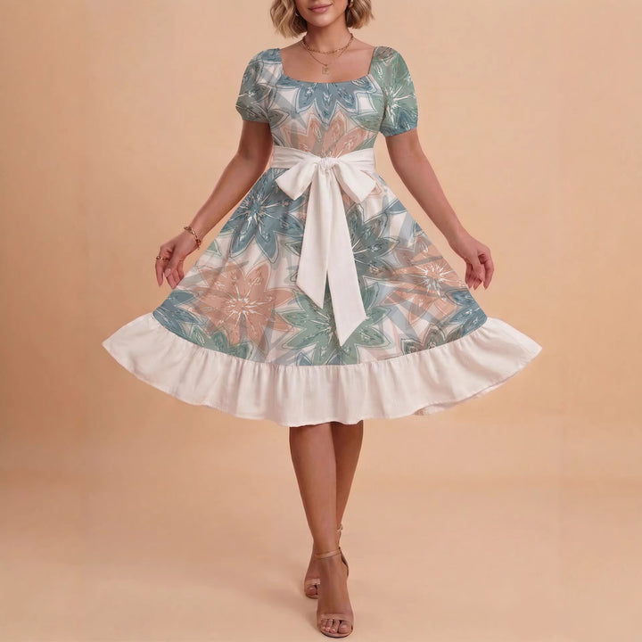Damen elegantes Maxikleid mit floralem Design und Taillengürtel Echo Archiv