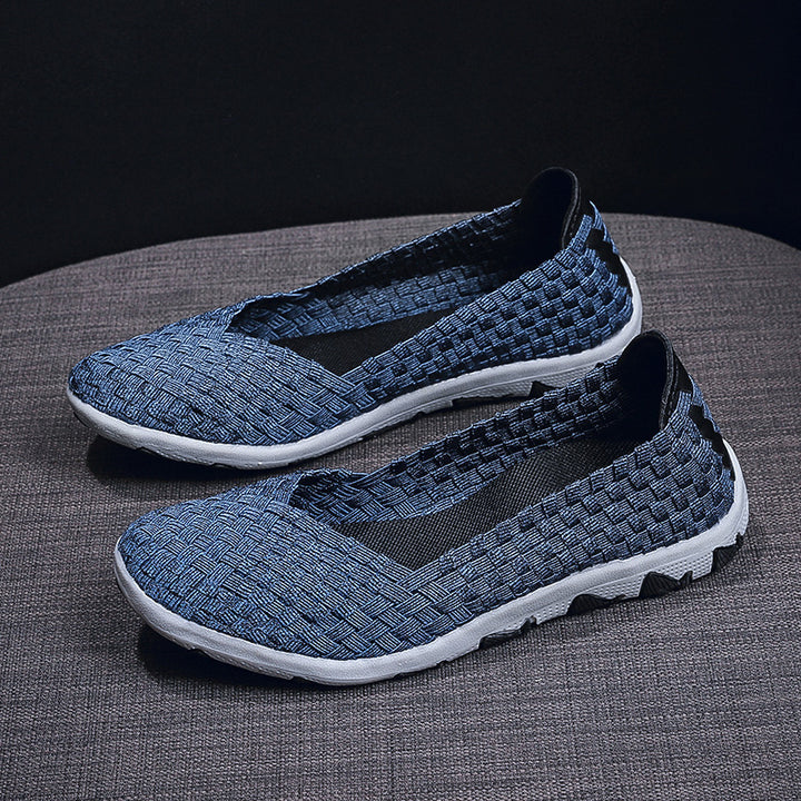 Damen nan gestrickter Slip-On Freizeitschuh mit geflochtenem Obermaterial und rutschfester Flexsohle Echo Archiv