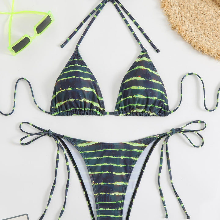 Damen Triangel-Bikini-Set mit verstellbaren Schnürdetails Echo Archiv