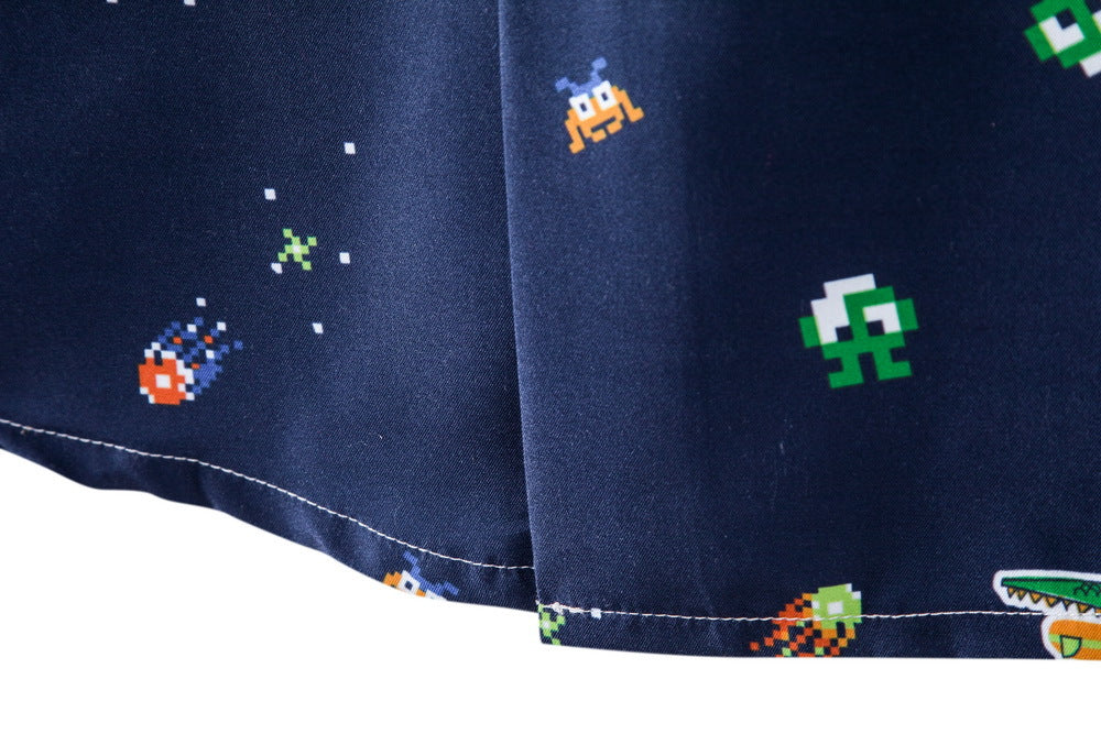 Herren Kurzarmhemd mit kreativem Retro-Spielmotiv Echoarchiv