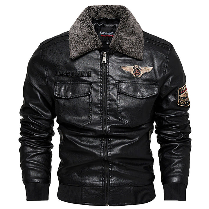 Herren Lässige Kunstlederjacke mit weichem Teddyfutter Echo Archiv
