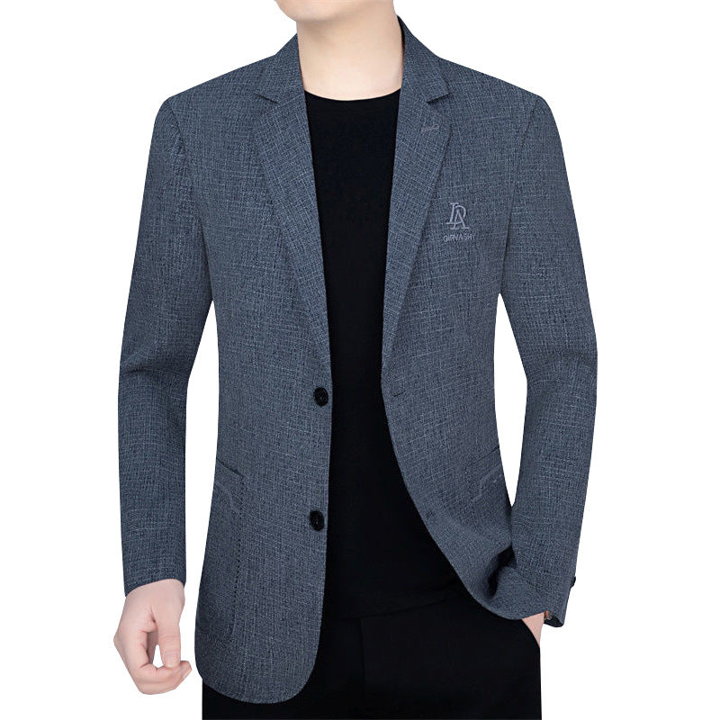 Herren Schmal geschnittenes Einreihiges City-Blazer mit strukturierter Wollmischung – Tianoro