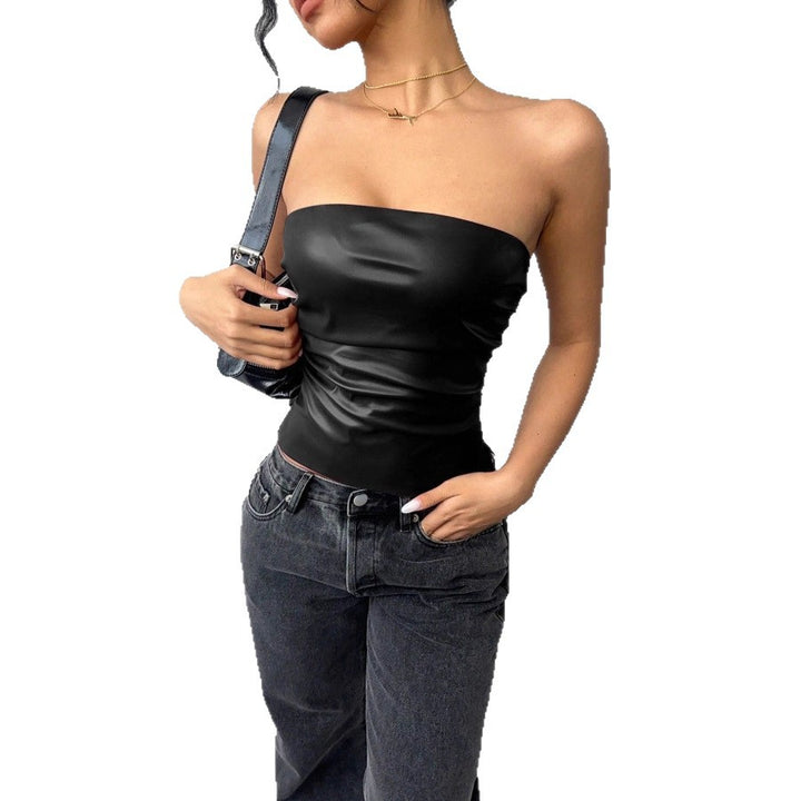 Damen Figurumspielendes Oberteil im edgy Lederlook Echo Archiv