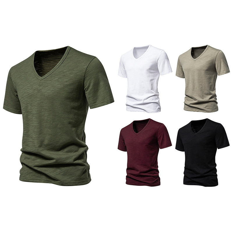 Herren V-Ausschnitt T-Shirt aus atmungsaktiver Baumwolle mit komfortablem Sitz Echoarchiv