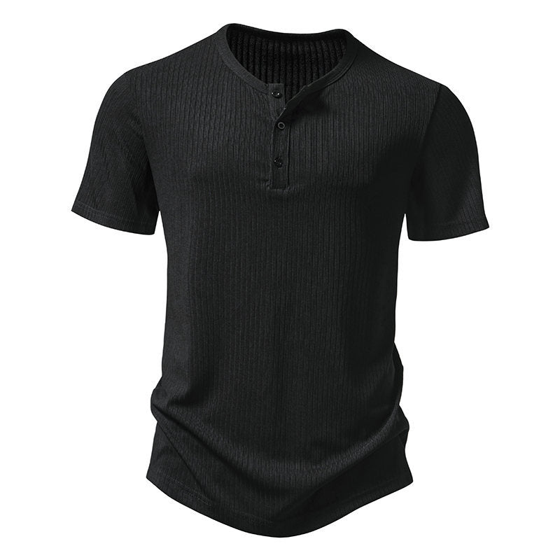 Herren Kurzarm-Henley-Shirt mit strukturiertem Design Echoarchiv