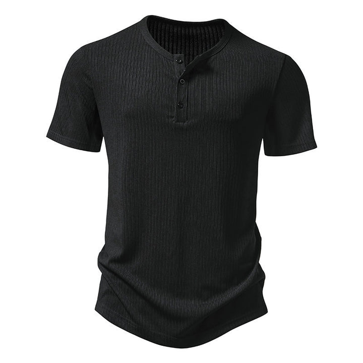 Herren Kurzarm-Henley-Shirt mit strukturiertem Design Echoarchiv