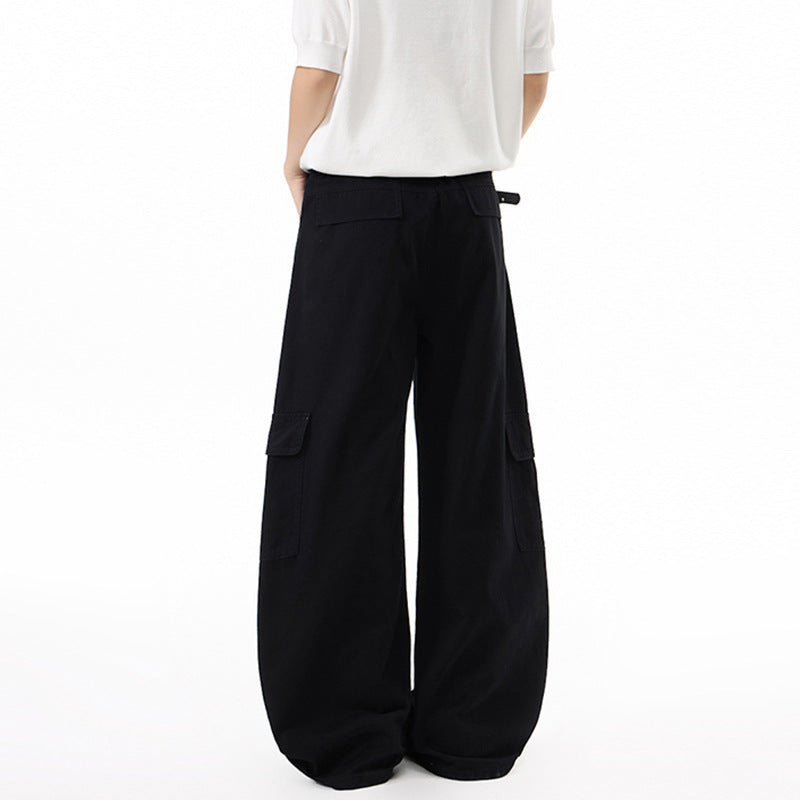 Damen Extraweite Hochtaillierte Cargo-Palazzo-Hose aus Baumwoll-Twill mit Pattentaschen Echo Archiv
