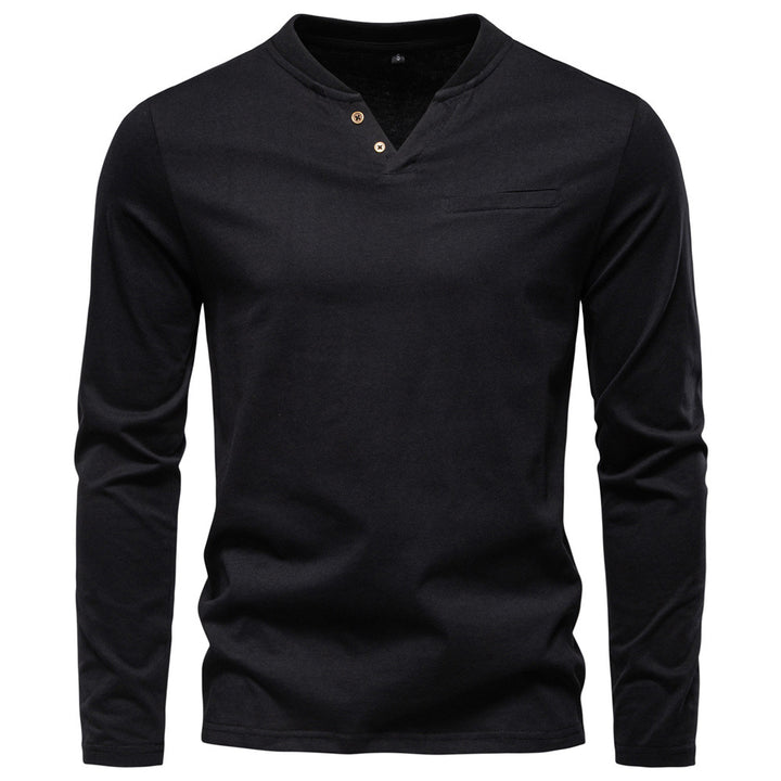 Herren Langarmshirt mit Henley-Kragen und praktischem Knopfdetail Echoarchiv