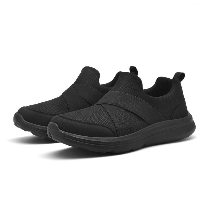 Damen nan elastischer Slip-On Komfort-Sneaker mit atmungsaktivem Strickoberteil, gekreuzten Stretchriemen und dämpfender EVA-Sohle Echo Archiv