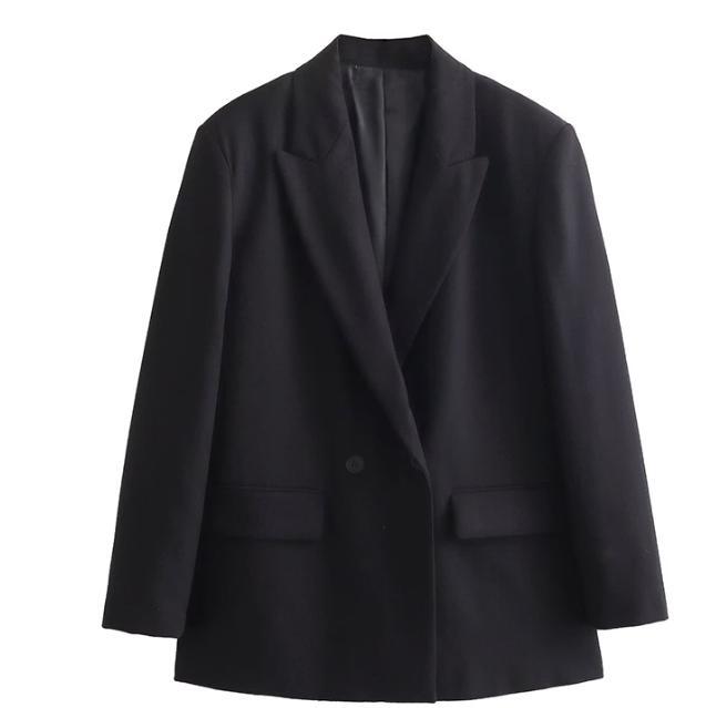 Damen Doppelreihiger Boxy-Blazer mit kastiger Silhouette und Reverskragen Echoarchiv