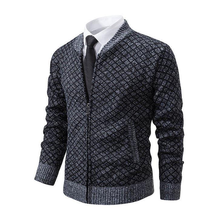 Herren Smarte Strickjacke mit modischem Zipper und seitlichen Taschen Echoarchiv